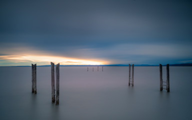 Obraz premium Sunset at lake neusiedlersee in burgenland