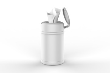 Blank Promotional Wet Wipe Container Cup For Branding, 3d render illustration.