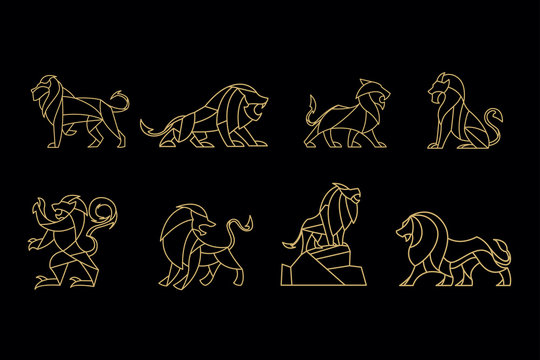 pack of polygon lion. modern template design illustration