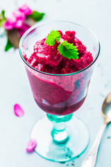 Raspberry sorbet - summer cold, refreshing fruity dessert