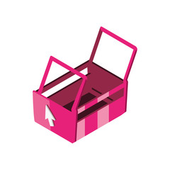 shopping cart virtual ecommerce on white background