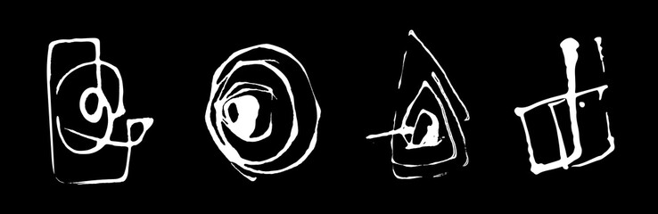 Abstract black and white sweeping elements. Horizontal format. Vector illustration. Handwriting blobs. Dynamic splash, stroked shape. Background design for poster, cover, banner, placard
