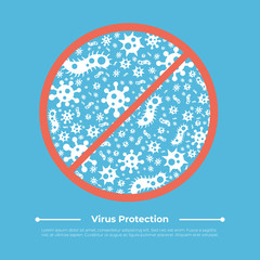 Stop spread of viruses, bacterias and germs. Anti virus, bacterias and germs sign.