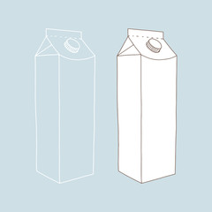 Milk box.  Linear, vector realistic. Pocket milk outline