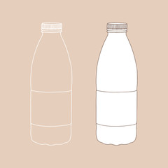 Bottle of milk. Linear, vector realistic illustration.