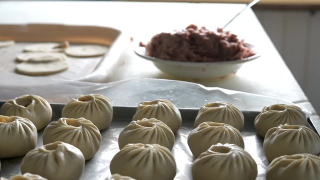 buuza process making factory traditional asian manti