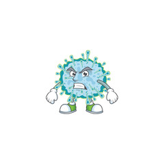 Charming coronavirus illness mascot design style waving hand
