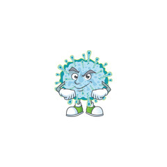 An icon of coronavirus illness mascot design with confident gesture