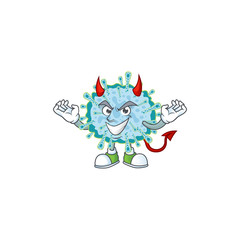 Cartoon picture of coronavirus illness in devil cartoon character design