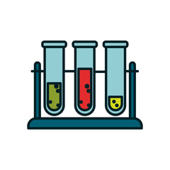 Isolated chemistry tubes line and fill style icon vector design