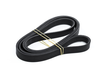 belt car engine isolated white background.Automobile spare part - Image