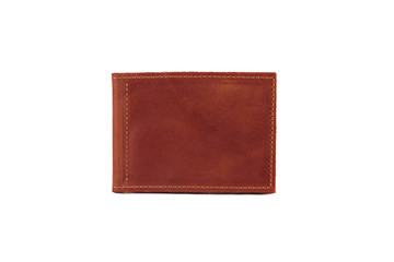 Natural leather wallet isolated on a white background