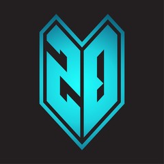 ZQ Logo monogram with emblem line style isolated on blue gradient colors