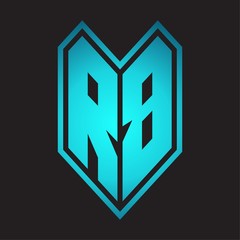 RB Logo monogram with emblem line style isolated on blue gradient colors