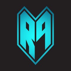 RP Logo monogram with emblem line style isolated on blue gradient colors