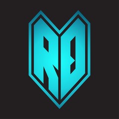 RQ Logo monogram with emblem line style isolated on blue gradient colors