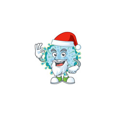 Coronavirus illness cartoon character of Santa showing ok finger