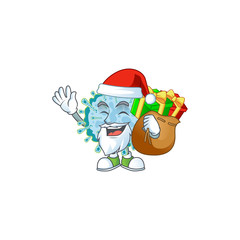 Coronavirus illness Cartoon character of Santa with box of gift
