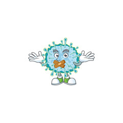 Coronavirus illness cartoon character design concept showing silent gesture