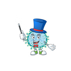 Charming coronavirus illness cartoon design performance as a Magician style