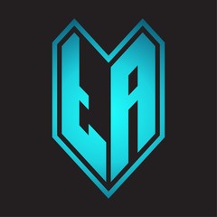 TA Logo monogram with emblem line style isolated on blue gradient colors