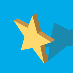 Isometric gold star, blue