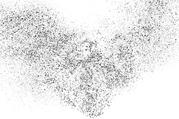 Black grainy texture isolated on white background. Dust overlay. Dark noise granules. Digitally generated image. Vector design elements. Illustration, Eps 10.