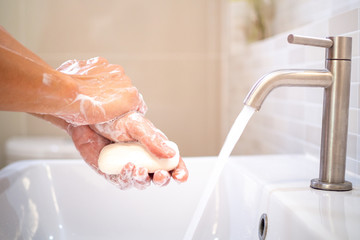Wash your hands and rub with soap for at least 20 seconds to prevent the corona virus or Covid-19. Stop the spread of the corona virus and for good hygiene.