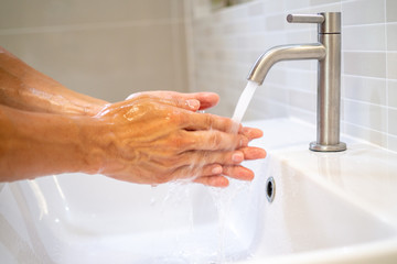 Wash your hands and rub with soap for at least 20 seconds to prevent the corona virus or Covid-19. Stop the spread of the corona virus and for good hygiene.