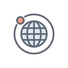 Globe Vector Colour With Line Icon Illustration