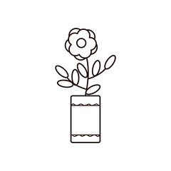 flower inside pot line style icon vector design