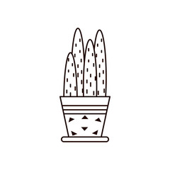 cactus inside potplant line style icon vector design