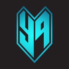 YP Logo monogram with emblem line style isolated on blue gradient colors