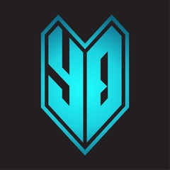 YQ Logo monogram with emblem line style isolated on blue gradient colors