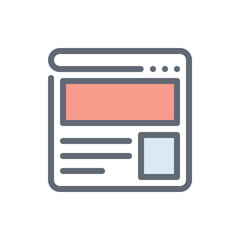 Webpage Vector Colour With Line Icon Illustration
