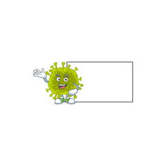 Coronavirus spread with board cartoon mascot design style