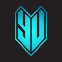 YU Logo monogram with emblem line style isolated on blue gradient colors