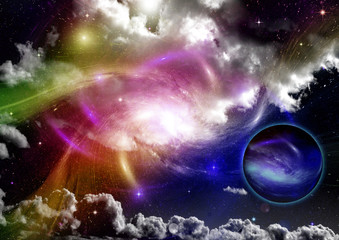 galaxy in a free space. 3D rendering