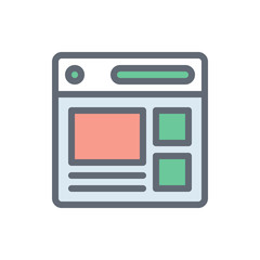 Webpage Template Vector Colour With Line Icon Illustration