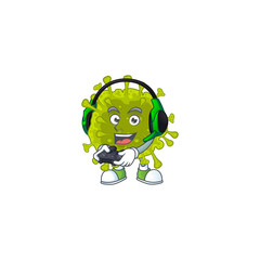 Obraz premium An adorable coronavirus spread in Sailor cartoon character with white hat