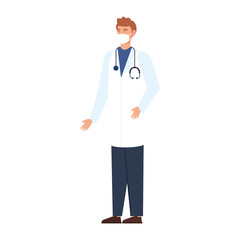 Fototapeta premium doctor male with protection respiratory vector illustration design