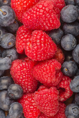 background with raspberry and blueberry strips