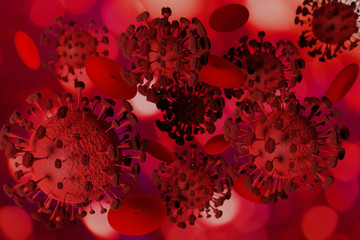 3D illustration of virus / coronavirus / bacteria close-up