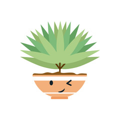 Kawaii plant inside pot flat style icon vector design