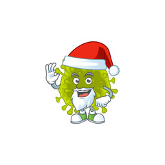 Coronavirus spread cartoon character of Santa showing ok finger