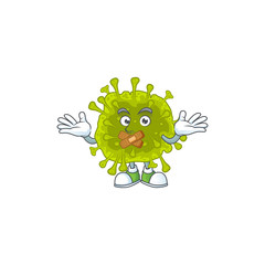 Coronavirus spread cartoon character design concept showing silent gesture