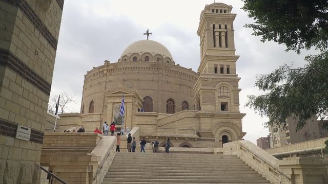 The Church of St. George, a Greek Orthodox church located in Coptic Cairo. Tilt down video.