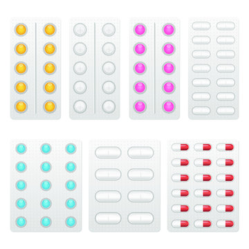 Set of medical pills vector design illustration isolated on white background