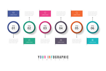 Fototapeta na wymiar Vector step Infographic chart design with icons and 6 options or steps. Template for business, presentations, web sites, flow chart.