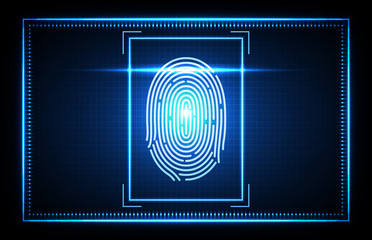 abstract of futuristic technology fingerprint, Finger Scan biometrics identification access